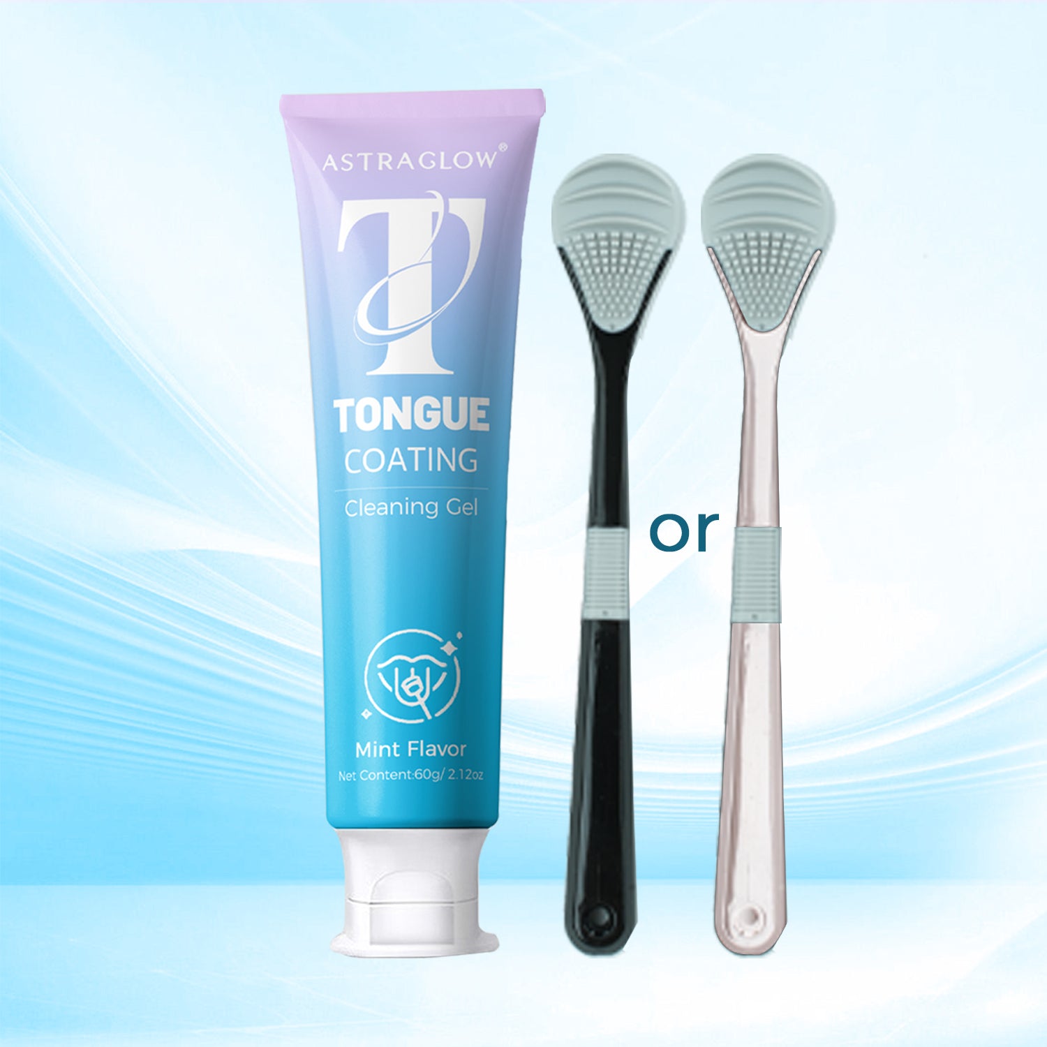 Cleaning Gel & Tongue Brush, for Cleaner Mouth Reduce Bad Breath, Gentle Oral Care Tool, Tongue Cleaner-max