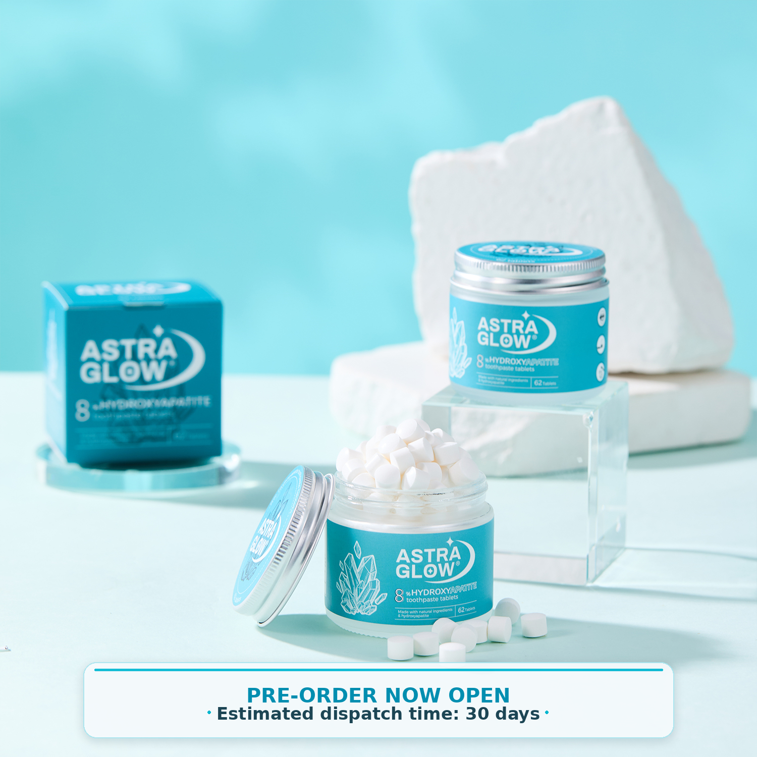 Pre-order Hydroxyapatite Toothpaste Tablets – Fluoride-Free, Anti-Sensitivity&Enamel Strengthening, 62 Tablets