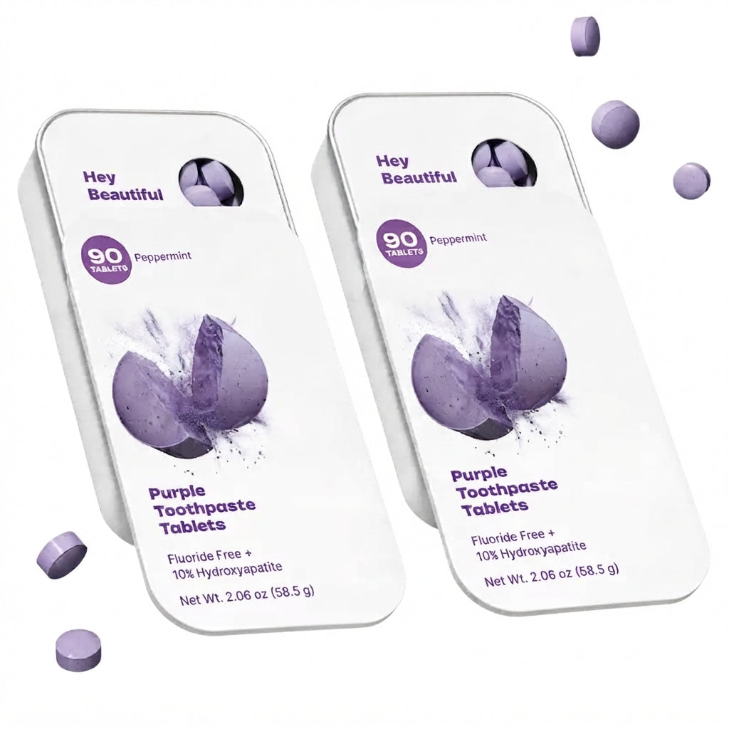 Purple Toothpaste Tablets with 10% Hydroxyapatite & PAP | Fluoride-Free, SLS-Free, Vegan | Purple Tone-Correcting Formula