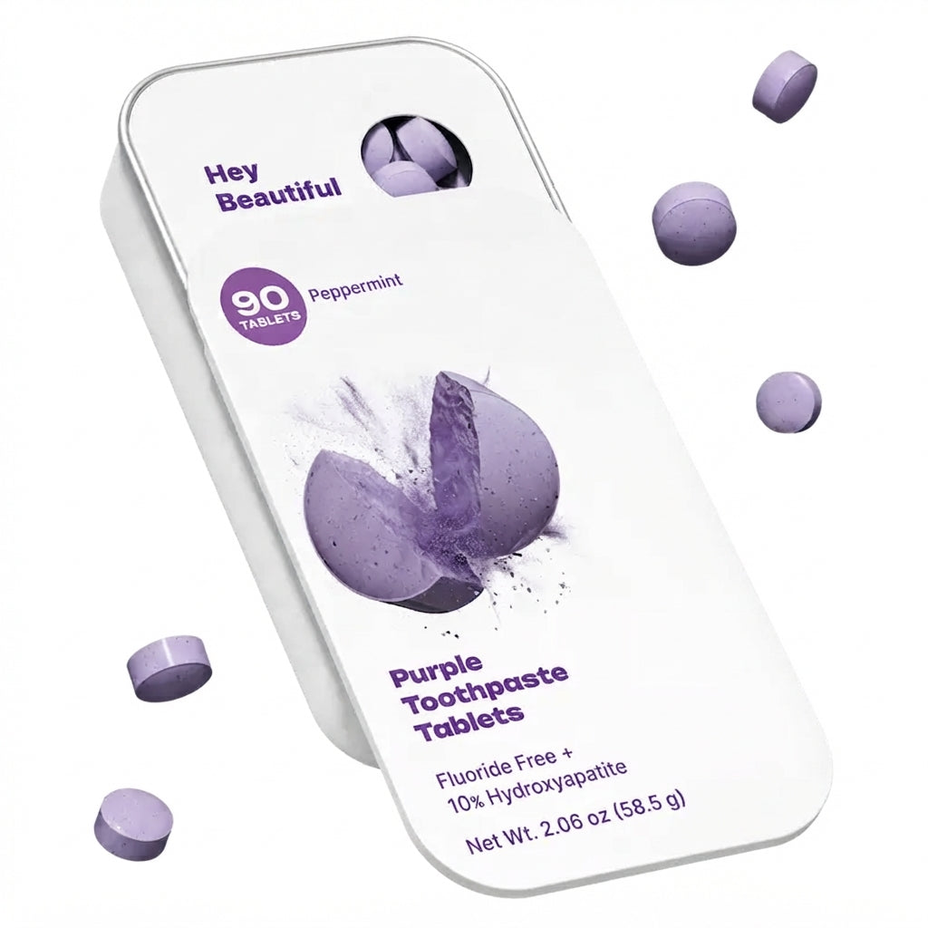 Purple Toothpaste Tablets with 10% Hydroxyapatite & PAP | Fluoride-Free, SLS-Free, Vegan | Purple Tone-Correcting Formula
