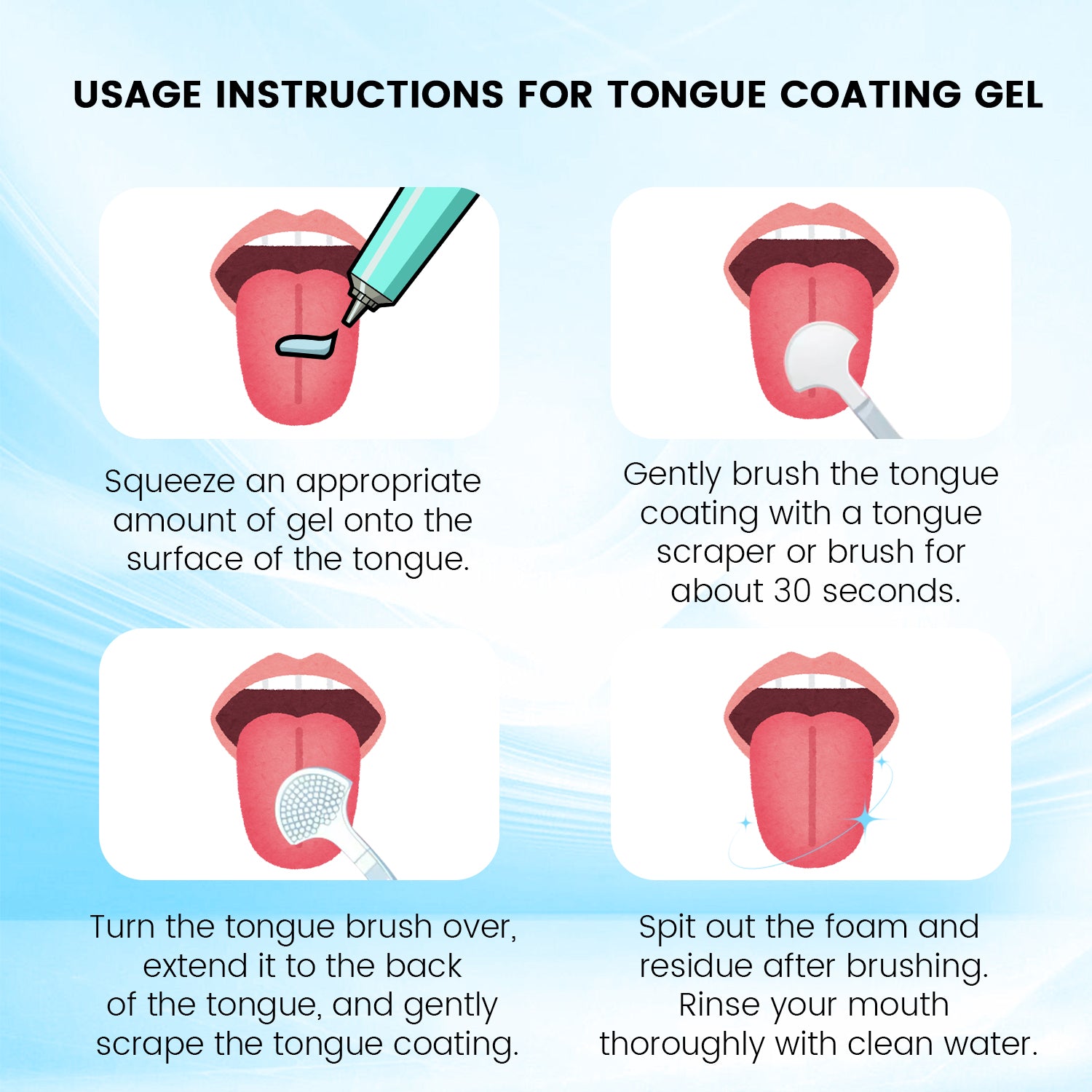Cleaning Gel & Tongue Brush, for Cleaner Mouth