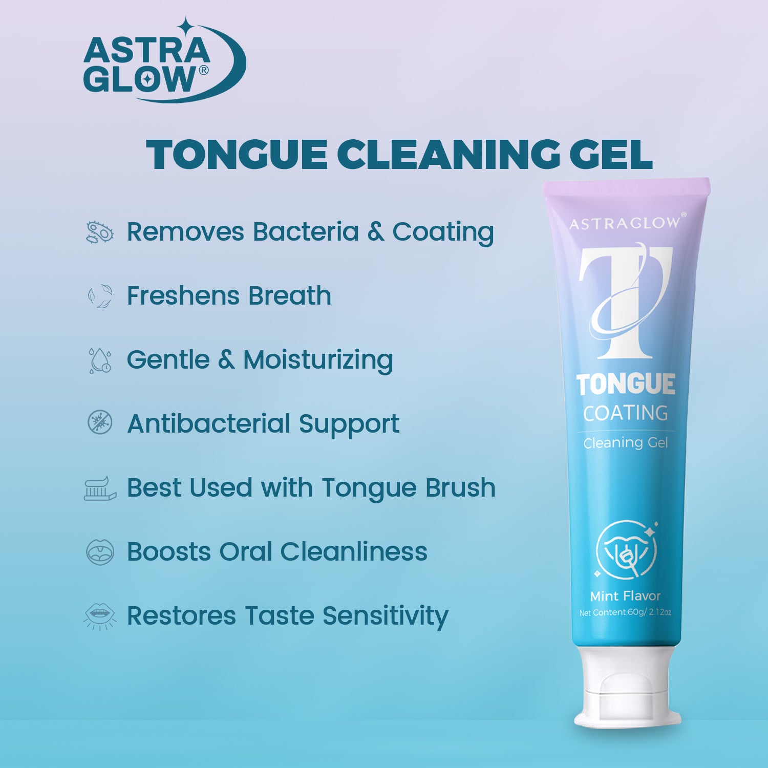 Cleaning Gel & Tongue Brush, for Cleaner Mouth